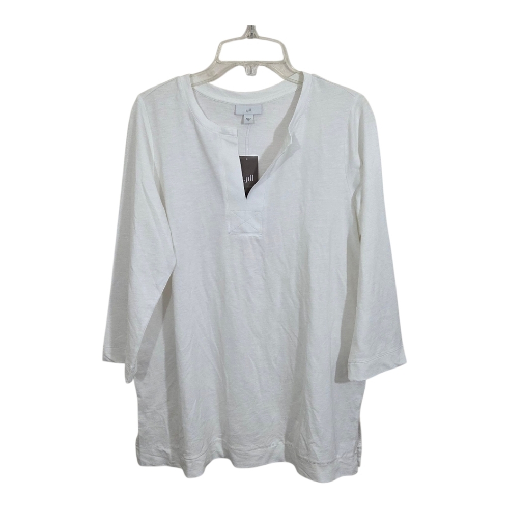 NWT J. Jill Split Neck Tunic Top Shirt White Size XS Casual Boho Beachy Casual